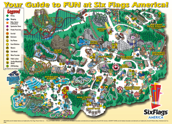 six flags. Official Park Map of Six Flags