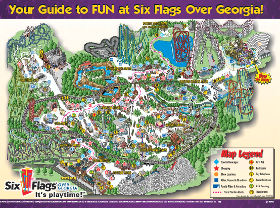 Six Flags Over Georgia Theme Park Map 275 Riverside Parkway Mappery