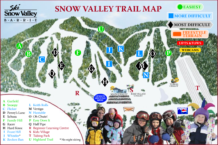 Ski Snow Valley Barrie Ski Trail Map - Barrie Ontario Canada • mappery