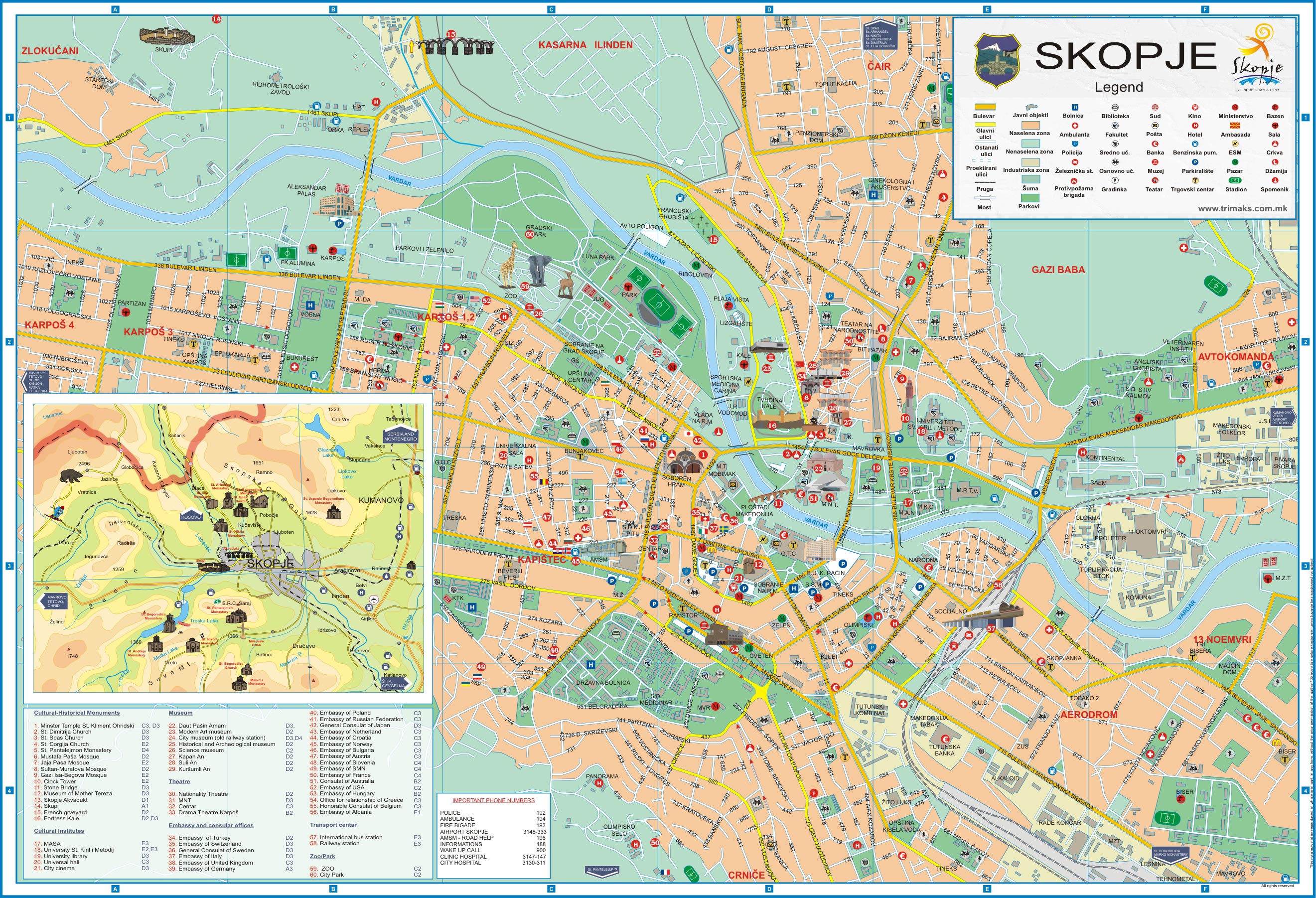 Skopje Tourist Map - Skopje Macedonia • mappery
