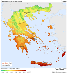 Solar Radiation Map of Greece
