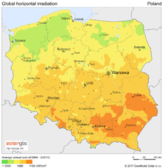 Solar Radiation Map of Poland