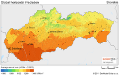 Solar Radiation Map of Slovakia