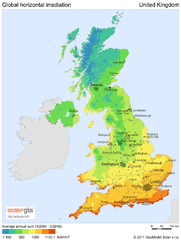 Solar radiation map of United Kingdom