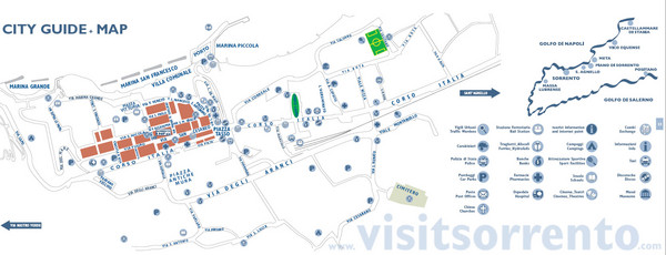 Tourist map of Sorrento, Italy. Created 7/7/2005. From sorrentoinfo.com