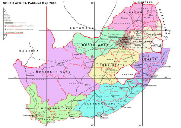 Map Of South African Provinces. A political map of South