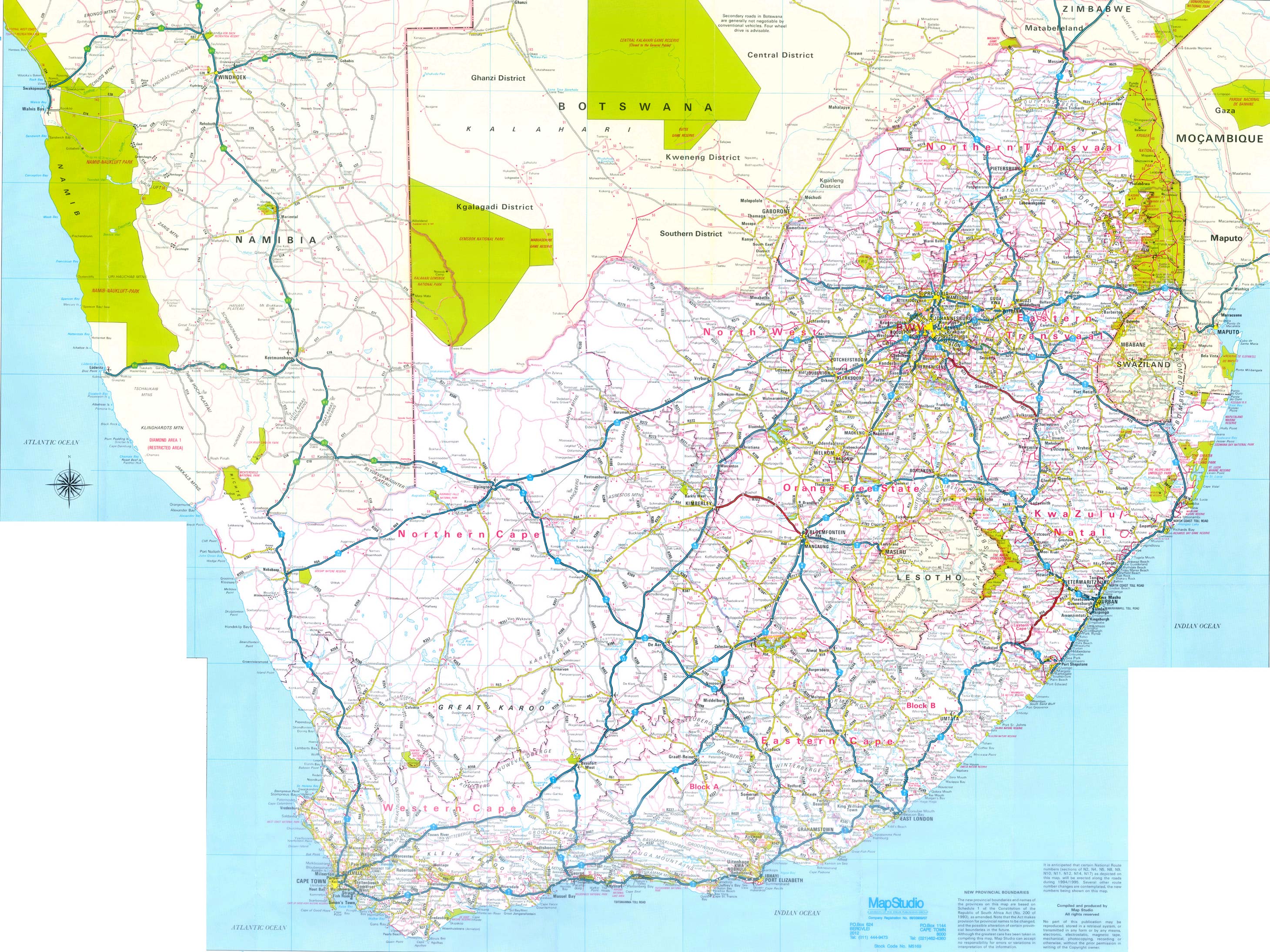Map South African Roads