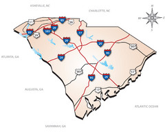 South Carolina Interstate Map. Shows Interstate highways in South Carolina