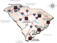 South Carolinas Airports Map