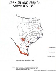 Spanish and French Surnames in 1850 Texas Map