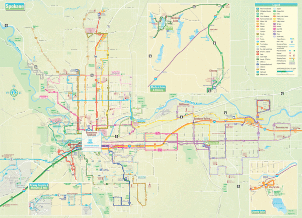 Roads and areas in and around Spokane, Washington. From dmoz.org