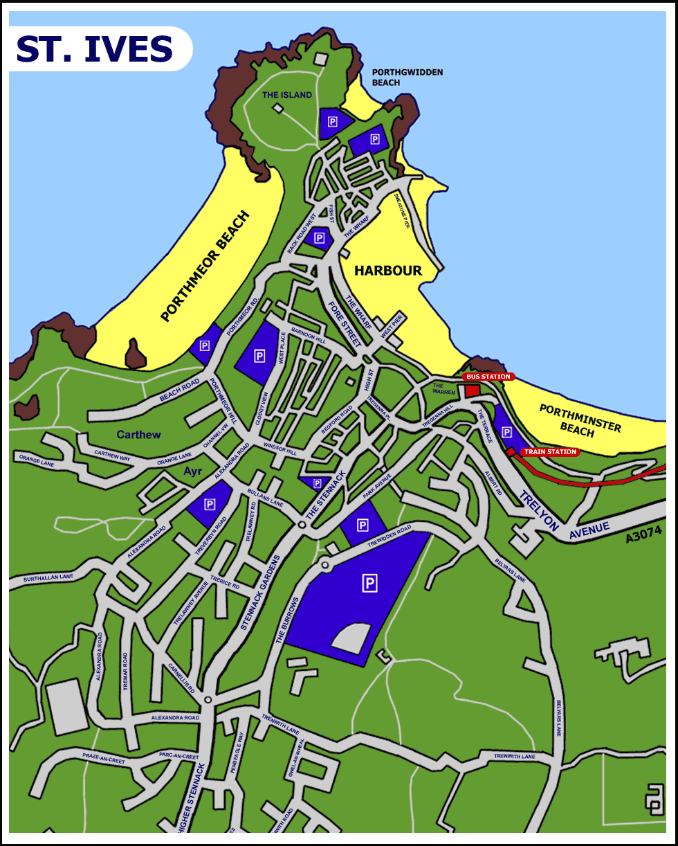 St Ives Cornwall Tourist Map - St Ives Cornwall • mappery