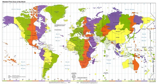 Standard World Times Zones Map