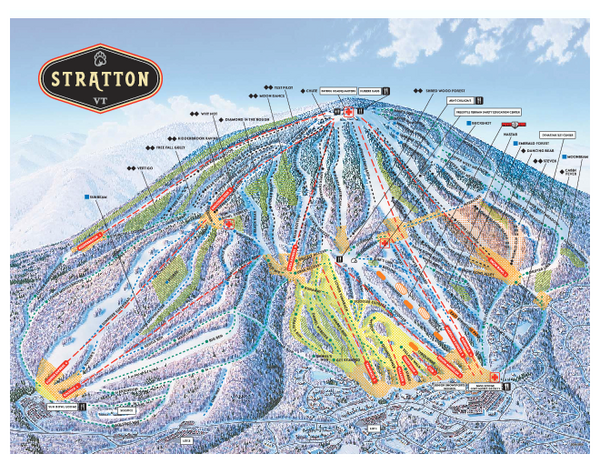 Official ski trail map of Stratton Mountain ski area from the 2006-2007 