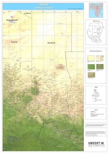 Map of Sudan's Darfur province including high level of details for villages.