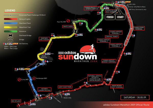 Sundown Marathon Route Map - Changi Point Singapore • mappery