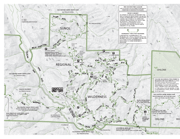 Fullsize Sunol Regional Wilderness Trail Map - West