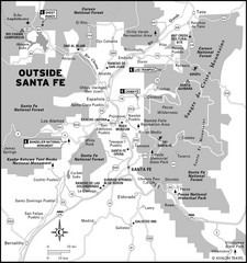 Surrounding Santa Fe, New Mexico Area Map