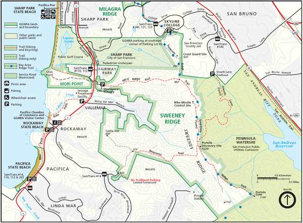 Sweeney Ridge Trail Map Sweeney Ridge Map - Sweeney Ridge California • Mappery
