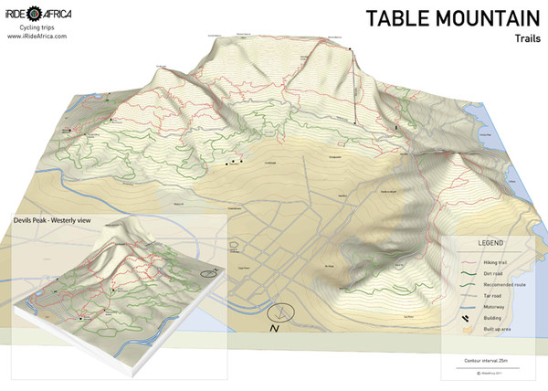 Table Mountain Cape Town trails Map