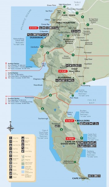 Official recreational map of Table Mountain National Park near Capetown, 