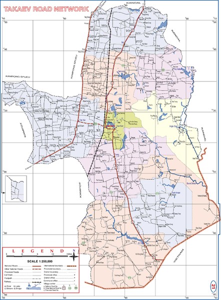 Takaev Province Cambodia Roads ( Takeo Provience ) Map