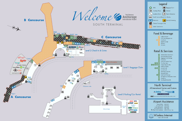 Ted Stevens Anchorage International Airport - South Terminal Map