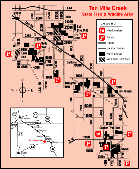 Ten Mile Creek State Wildlife Area, Illinois Site Map