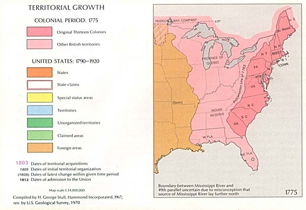 Territorial Expansion in Eastern United States - 1775 Historical Map