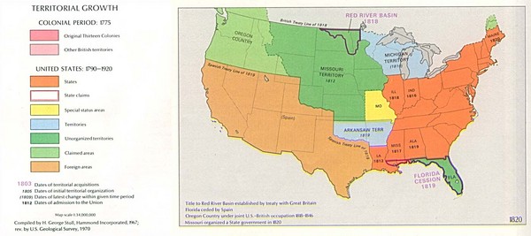 Fullsize Territorial Expansion in Eastern United States - 1820 Historical 