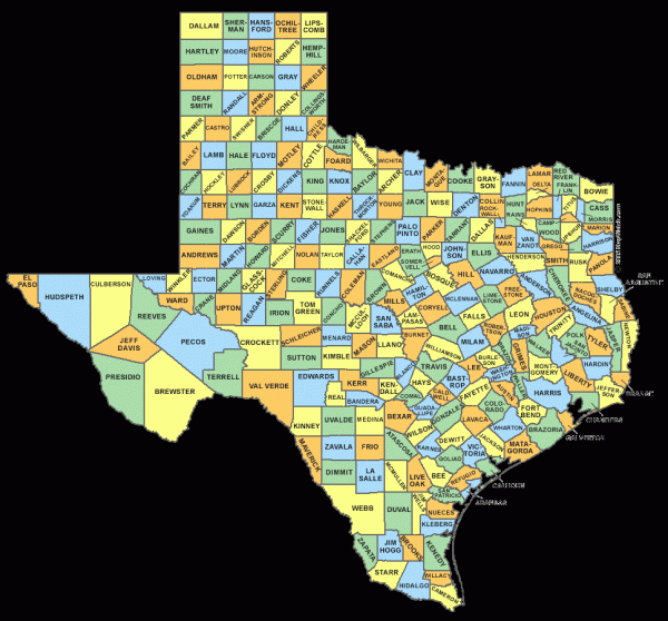 Fullsize Texas County map