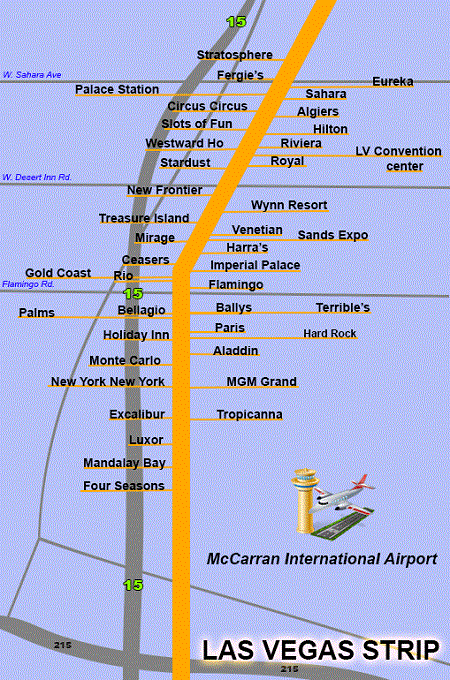 The LV Strip Map - Las Vegas strip • mappery