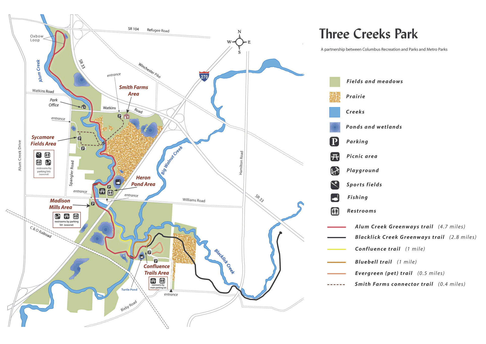 Three Creeks Park Map - 3860 Bixby Road Groveport Ohio • mappery