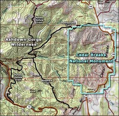 Topo Map of Ashdown Gorge Wilderness, including...