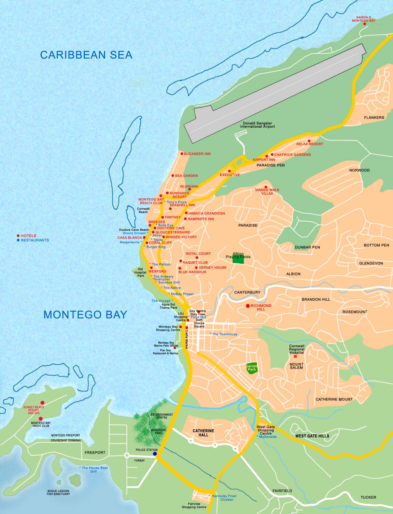 Tourist map of Montego Bay - montego bay jamaica • mappery