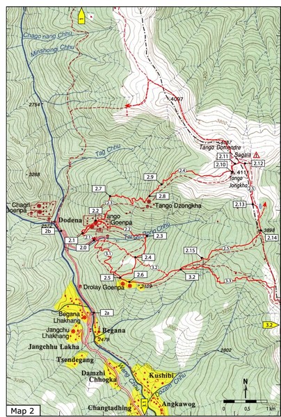Trails near Tango Monastery, Thimphu Map