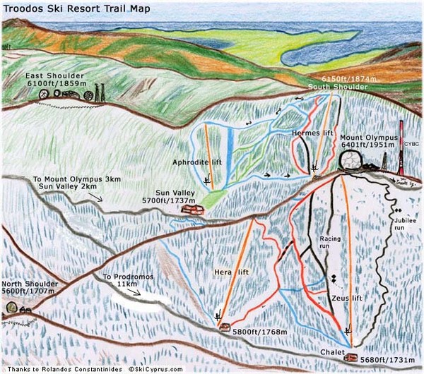 Troodos Ski Trail Map