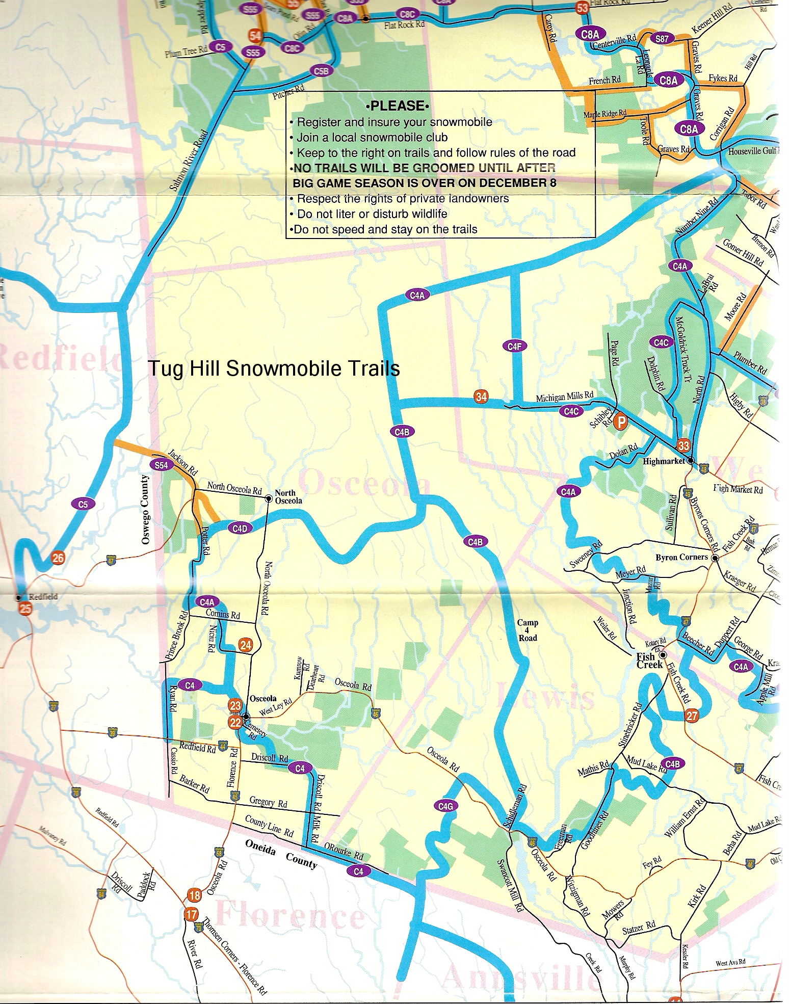 Tug Hill Trail Map Tug Hill NY US • mappery