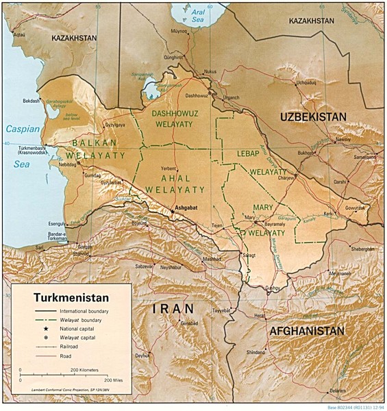 Turkmenistan Physical Map