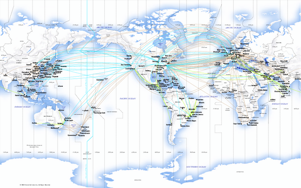 Fullsize United Airlines International Route Map