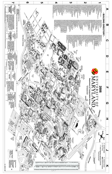 Campus Map of the University of Maryland at College Park.