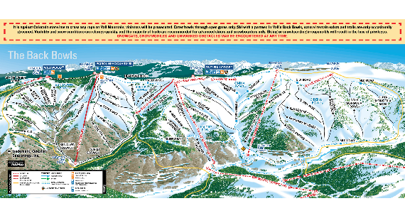 Ski trail map of Vail ski area for the 2006-2007 season.