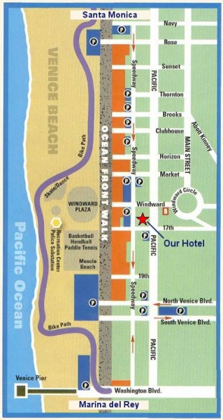 pictures of venice beach ca. Walking map for Venice Beach