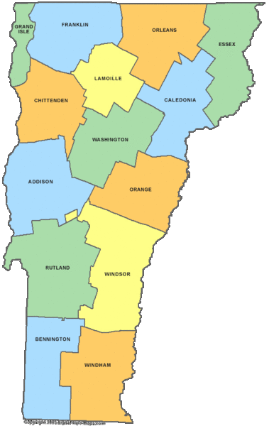 Vermont Counties Map