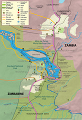 Victoria Falls and vicinity Map