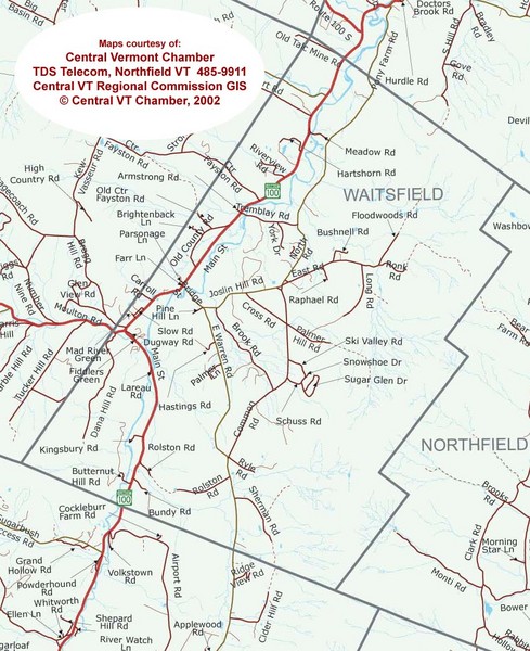 Waitsfield, Vermont City Map
