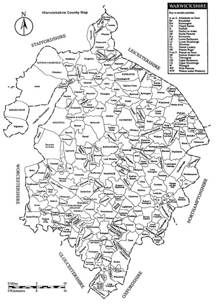 Warwichshire, England Region Map