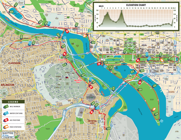 Official 2008 course map of the Washington D.C. Marine Corps Marathon