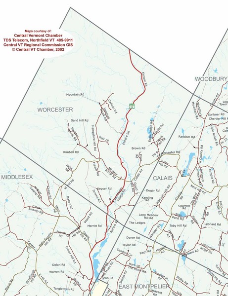 Map Of Vermont. Town map of Worcester, Vermont