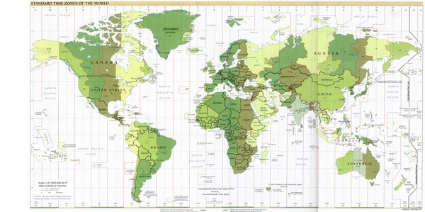 map of world time zones. World map showing different